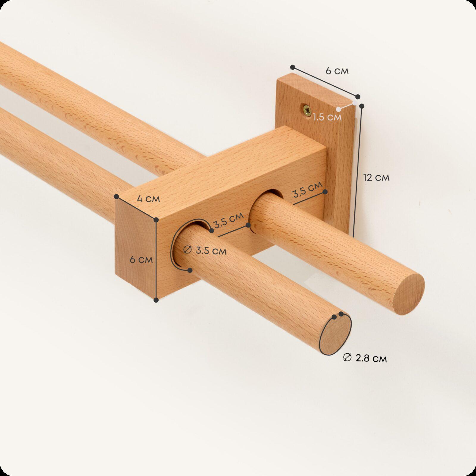 Карниз Loft Jupiter, двухрядный, деревянный, цвет натуральный, для потолка и стен, держатель Бук, Varman.pro 7 Карниз Loft Jupiter, двухрядный, деревянный, цвет натуральный, для потолка и стен, держатель Бук, Varman.pro — изображение 7
